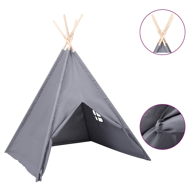 Cargue la imagen en el visor de la galería, Vidaxl kindertipitent met tas 120x120x150 cm peachskin grijs

