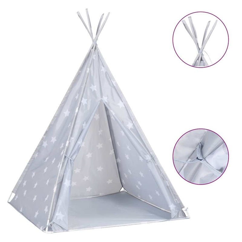 Cargue la imagen en el visor de la galería, Vidaxl kindertipitent met tas 115x115x160 cm polyester grijs
