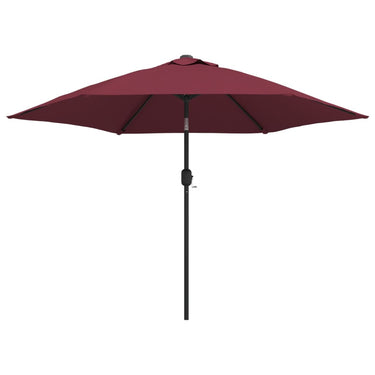 Vidaxl parasol met led-verlichting en stalen paal 300 cm bordeauxrood