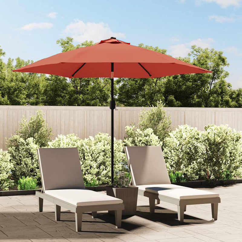 Load image into Gallery viewer, Vidaxl parasol met led-verlichting en stalen paal 300 cm terracotta
