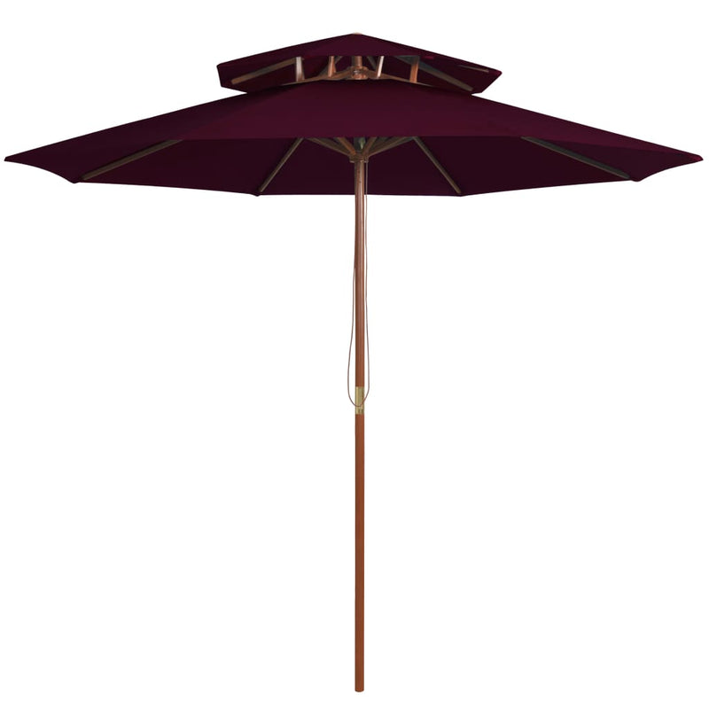 Load image into Gallery viewer, Vidaxl parasol dubbeldekker met houten paal 270 cm bordeauxrood
