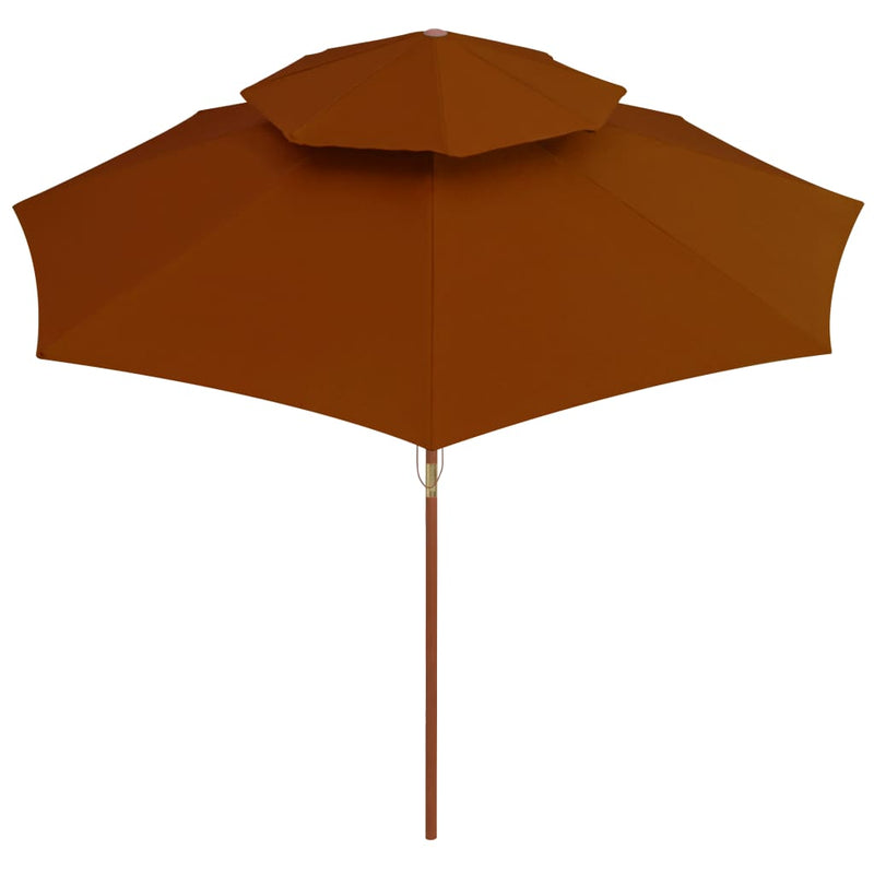 Load image into Gallery viewer, Vidaxl parasol dubbeldekker met houten paal 270 cm terracottakleurig
