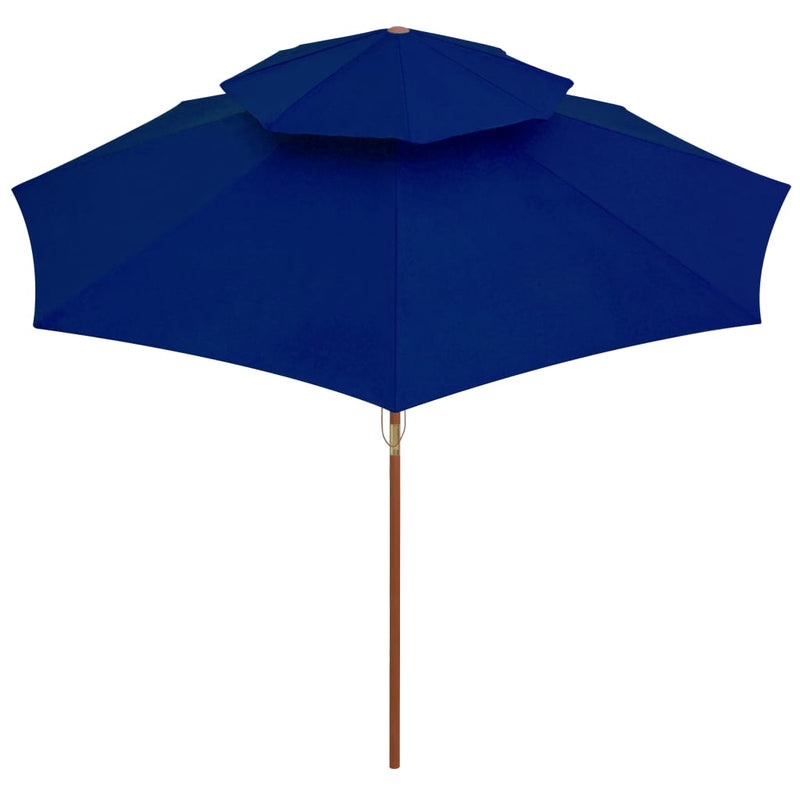 Load image into Gallery viewer, Vidaxl parasol dubbeldekker met houten paal 270 cm blauw
