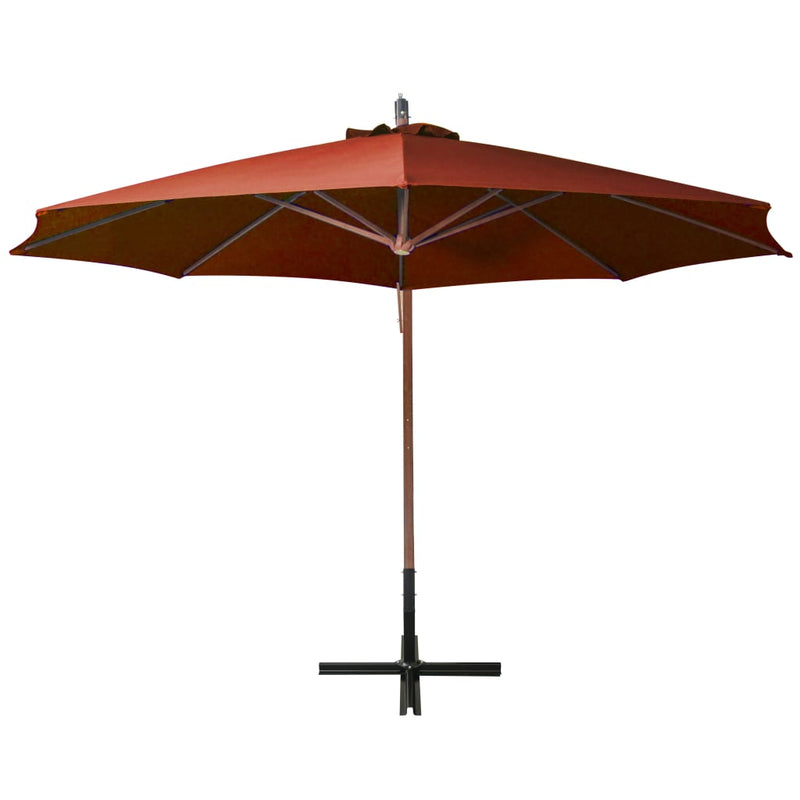 Load image into Gallery viewer, Vidaxl zweefparasol met paal 3,5x2,9 m massief vurenhout terracotta
