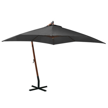 Vidaxl zweefparasol met paal 3x3 m massief vurenhout antracietkleurig