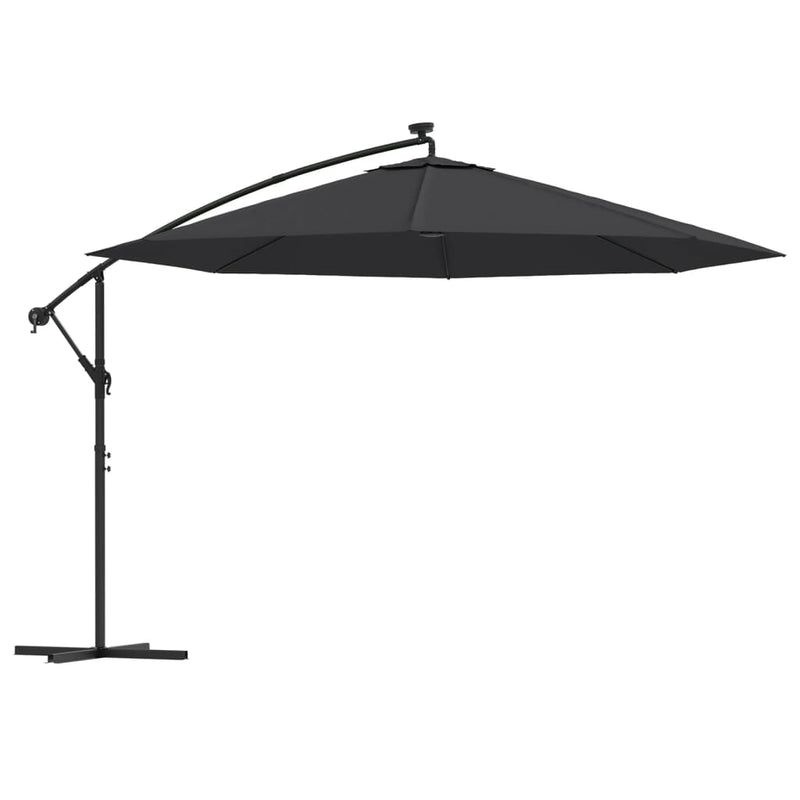 Load image into Gallery viewer, VidaXL Zweefparasol met LED-verlichting 350 cm zwart

