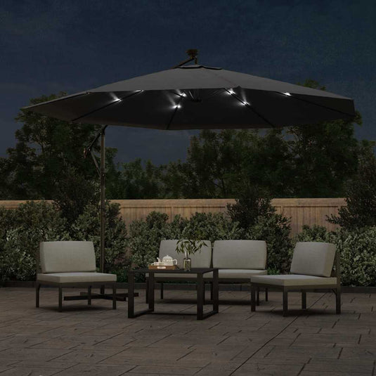 Vidaxl zweefparasol met led-verlichting 350 cm zwart