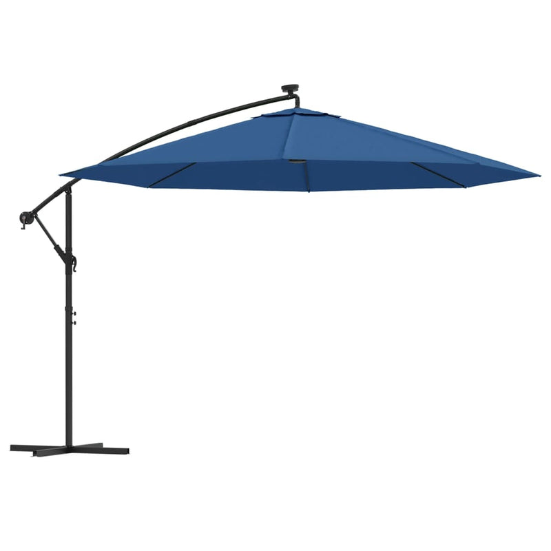 Load image into Gallery viewer, Vidaxl zweefparasol met led-verlichting 350 cm azuurblauw
