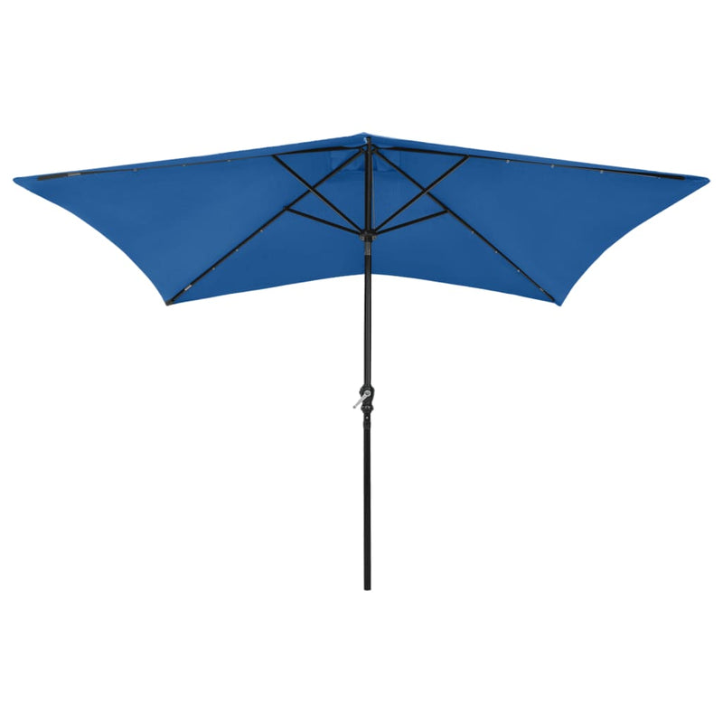 Load image into Gallery viewer, Vidaxl parasol met led's en stalen paal 2x3 m azuurblauw
