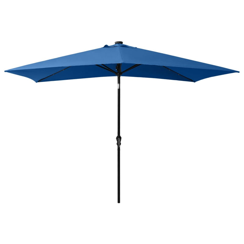 Load image into Gallery viewer, Vidaxl parasol met led's en stalen paal 2x3 m azuurblauw
