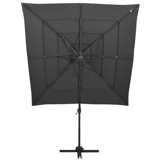 Vidaxl parasol 4-laags met aluminium paal 250x250 cm antracietkleurig