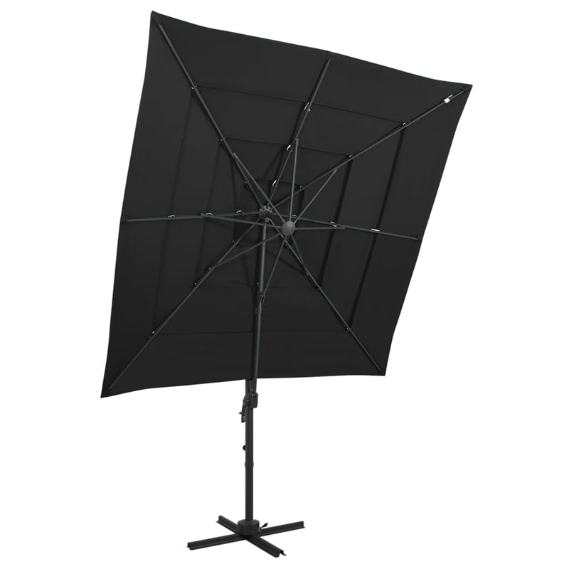 Load image into Gallery viewer, Vidaxl parasol 4-laags met aluminium paal 250x250 cm zwart
