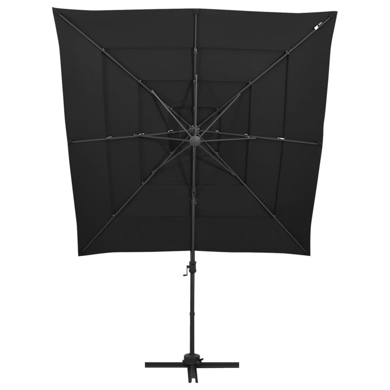 Load image into Gallery viewer, Vidaxl parasol 4-laags met aluminium paal 250x250 cm zwart

