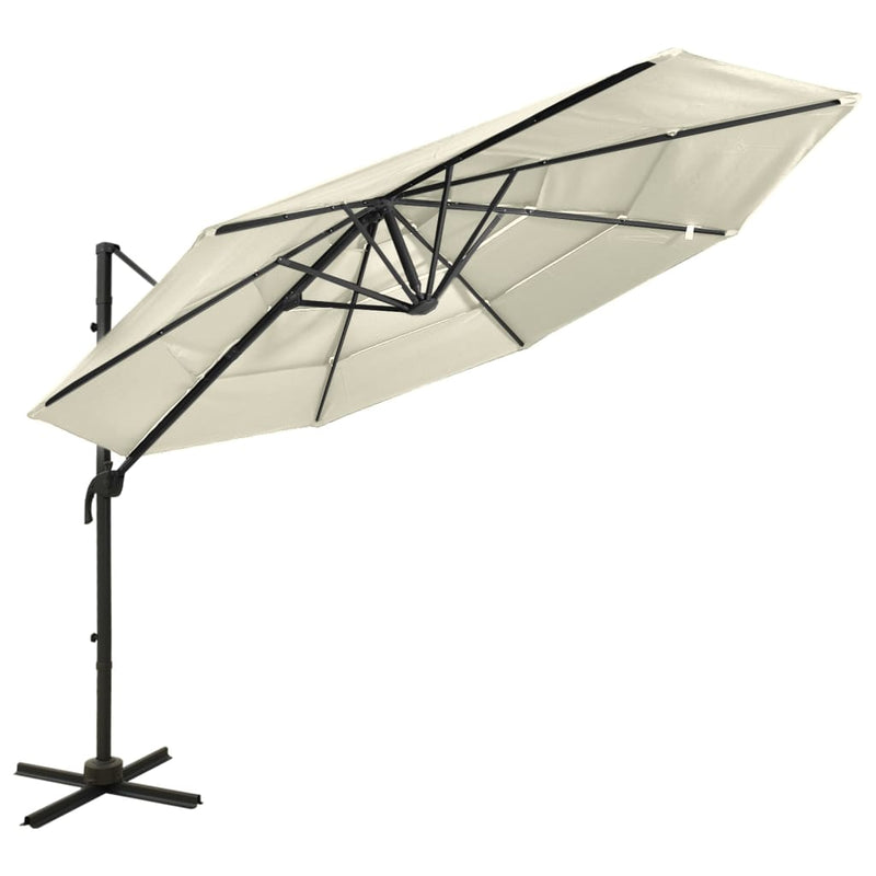 Load image into Gallery viewer, Vidaxl parasol 4-laags met aluminium paal 3x3 m zandkleurig
