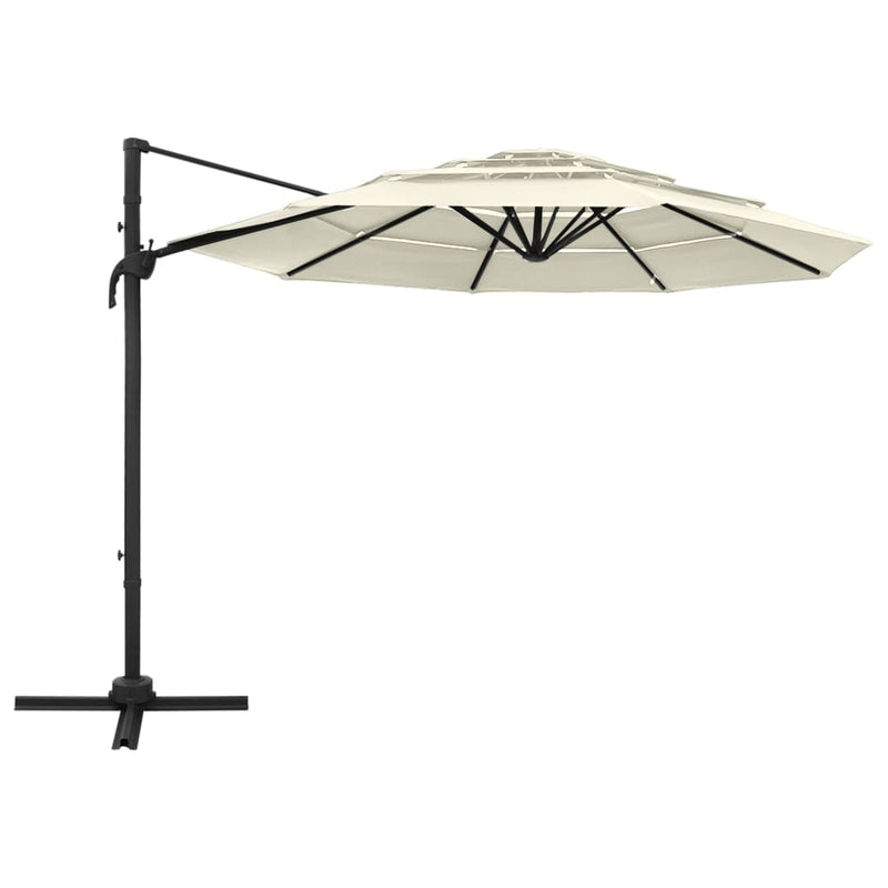 Load image into Gallery viewer, Vidaxl parasol 4-laags met aluminium paal 3x3 m zandkleurig
