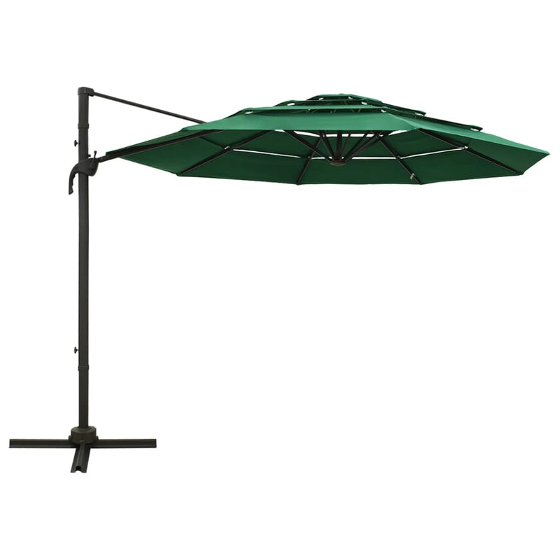 Load image into Gallery viewer, Vidaxl parasol 4-laags met aluminium paal 3x3 m groen

