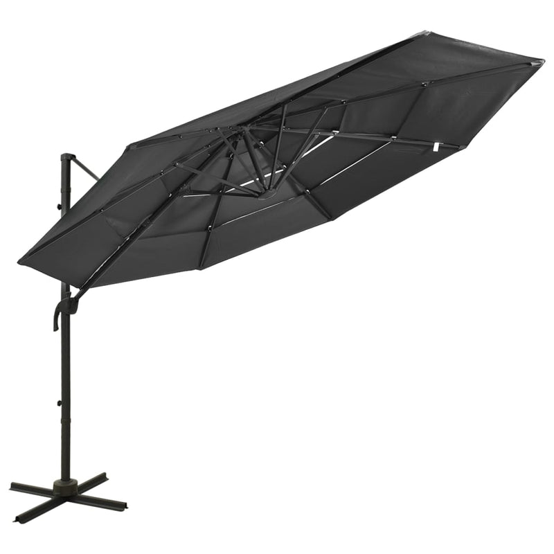 Load image into Gallery viewer, Vidaxl parasol 4-laags met aluminium paal 3x3 m antracietkleurig
