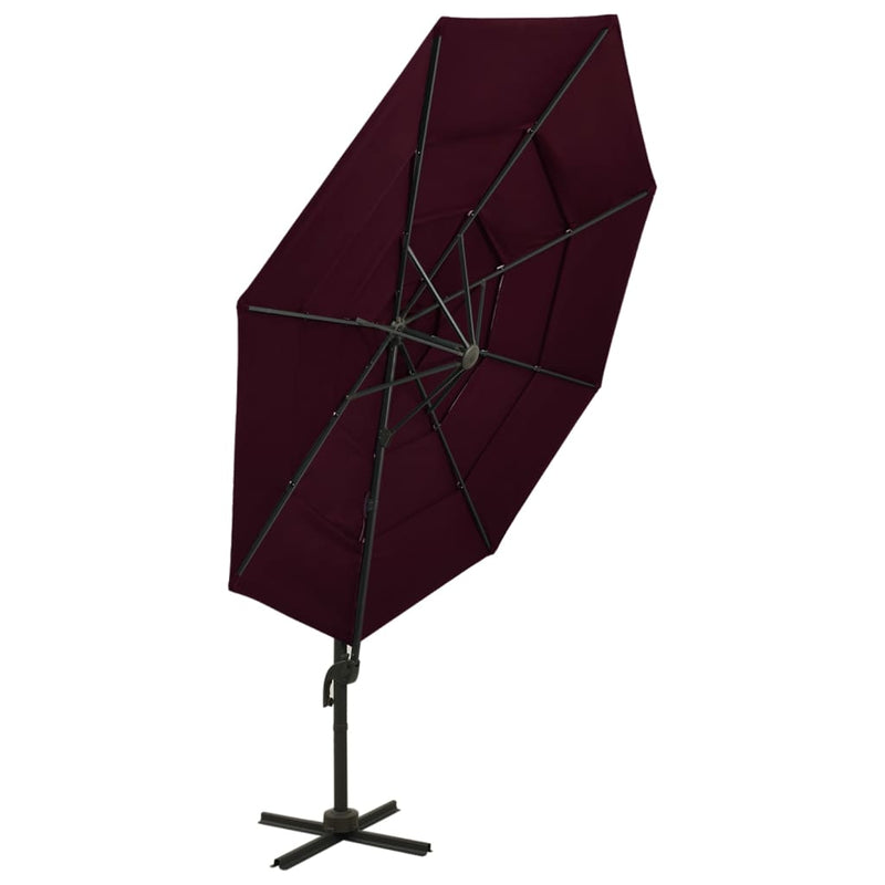 Load image into Gallery viewer, Vidaxl parasol 4-laags met aluminium paal 3x3 m bordeauxrood
