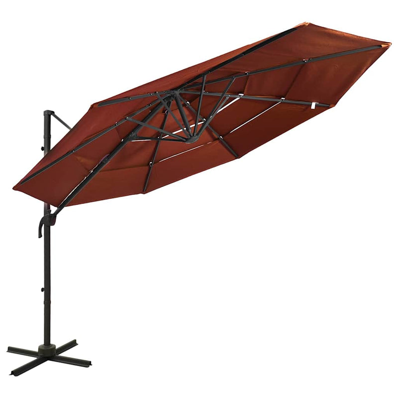 Load image into Gallery viewer, Vidaxl parasol 4-laags met aluminium paal 3x3 m terracottakleurig
