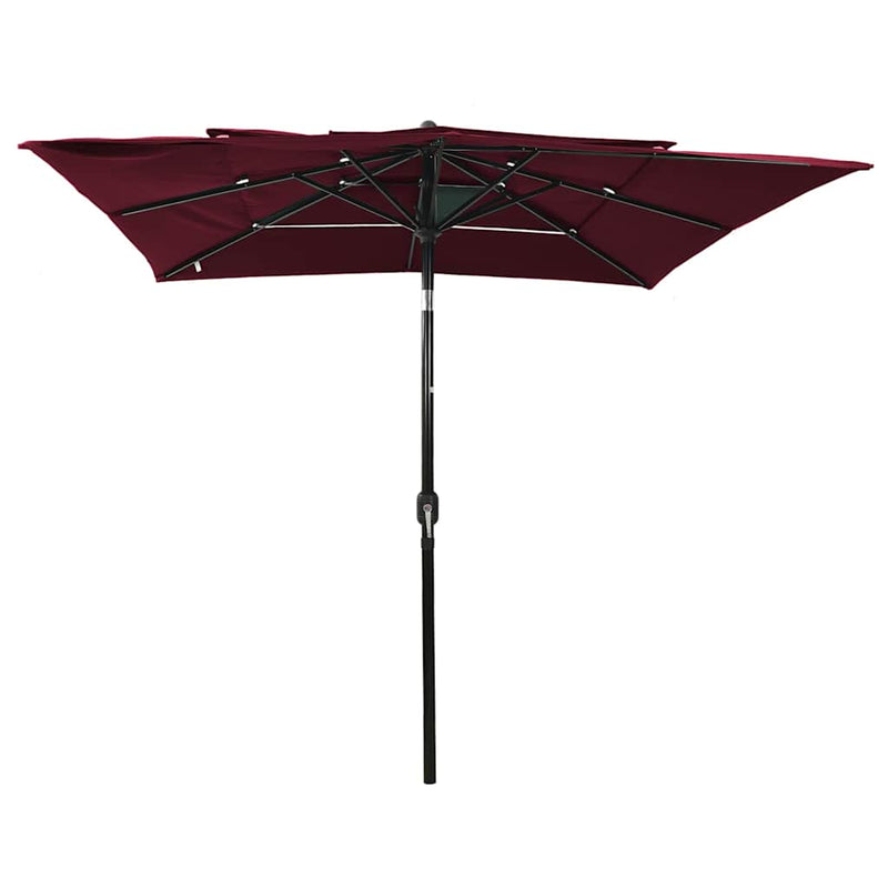 ギャラリービューアに画像をロードする, Vidaxl parasol 3-laags met aluminium paal 2,5x2,5 m bordeauxrood
