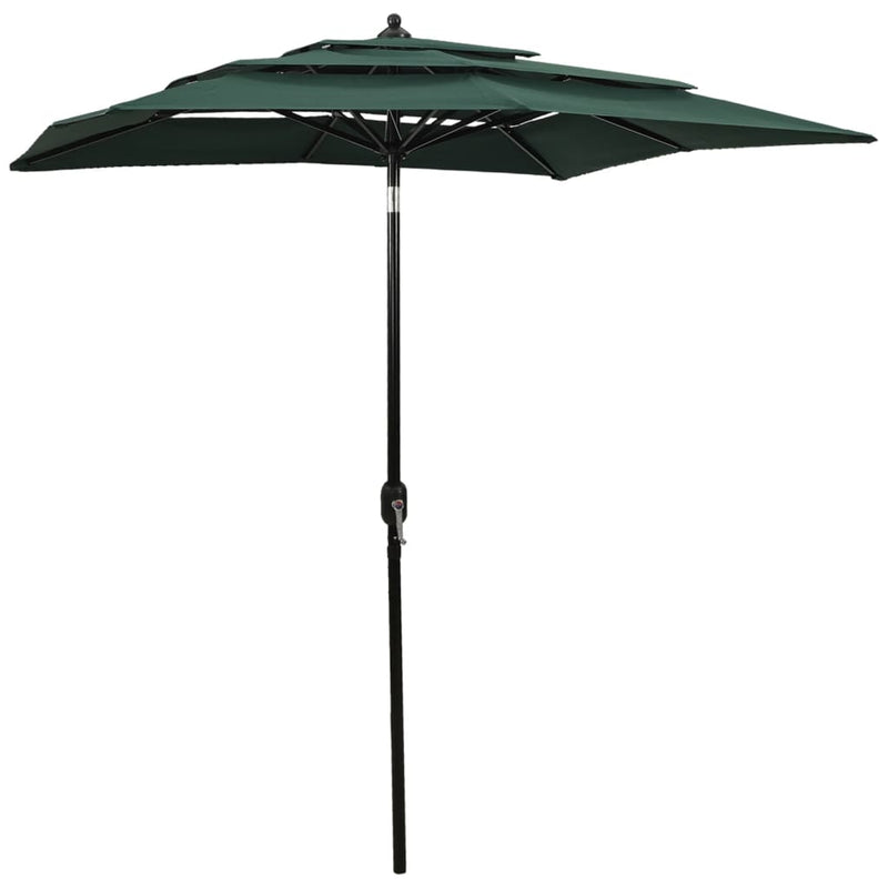 Load image into Gallery viewer, Vidaxl parasol 3-laags met aluminium paal 2x2 m groen
