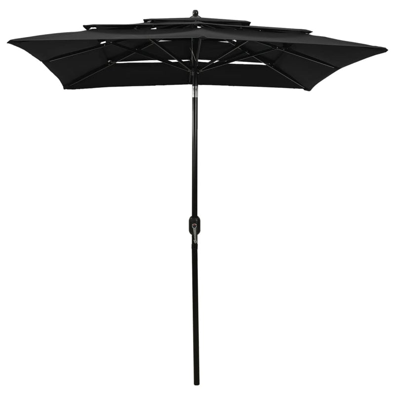 Load image into Gallery viewer, Vidaxl parasol 3-laags met aluminium paal 2x2 m zwart
