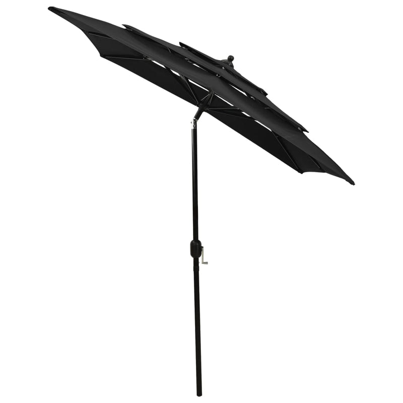 Load image into Gallery viewer, Vidaxl parasol 3-laags met aluminium paal 2x2 m zwart

