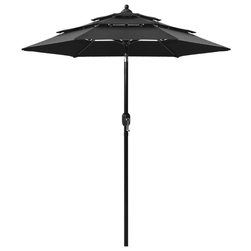 Load image into Gallery viewer, Vidaxl parasol 3-laags met aluminium paal 2 m zwart
