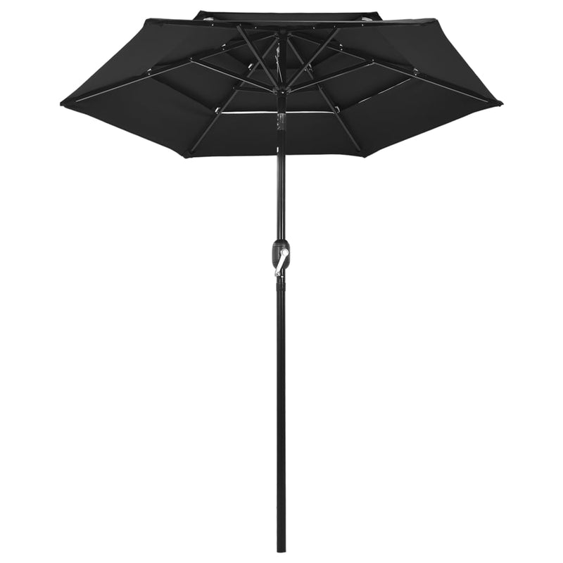 Load image into Gallery viewer, Vidaxl parasol 3-laags met aluminium paal 2 m zwart
