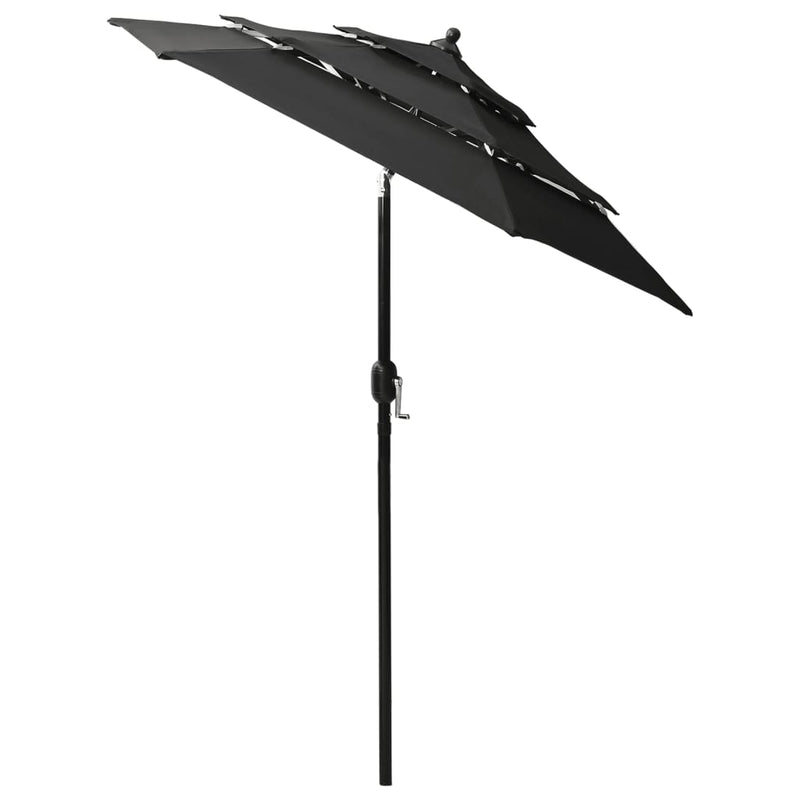 Load image into Gallery viewer, Vidaxl parasol 3-laags met aluminium paal 2 m zwart
