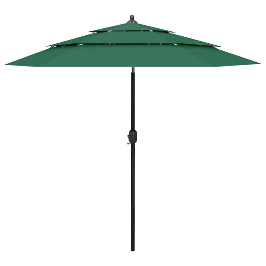 Vidaxl parasol 3-laags met aluminium paal 2,5 m groen