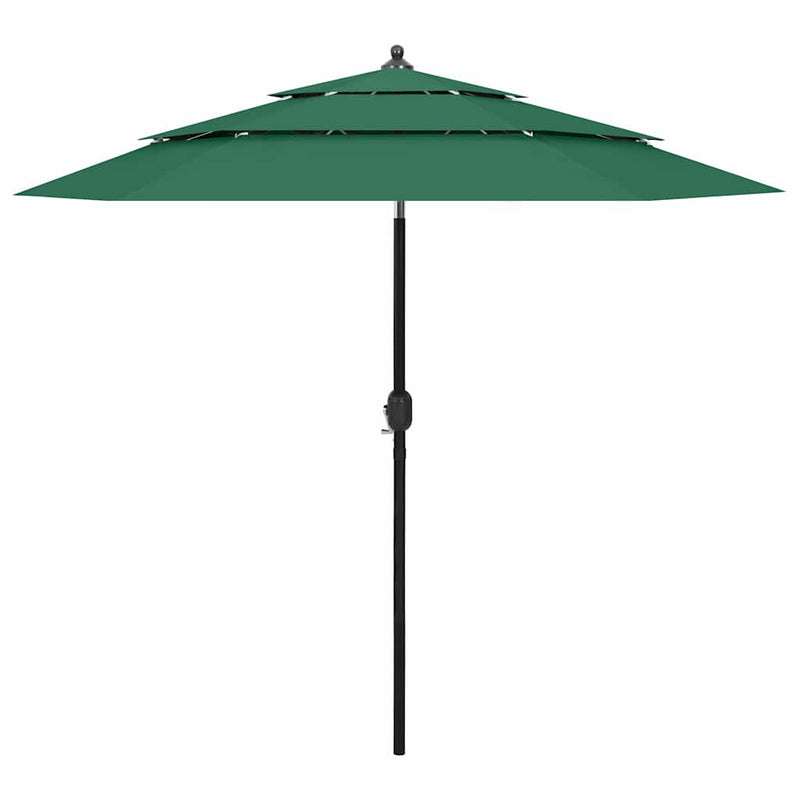 Afbeelding laden in galerijviewer, Vidaxl parasol 3-laags met aluminium paal 2,5 m groen
