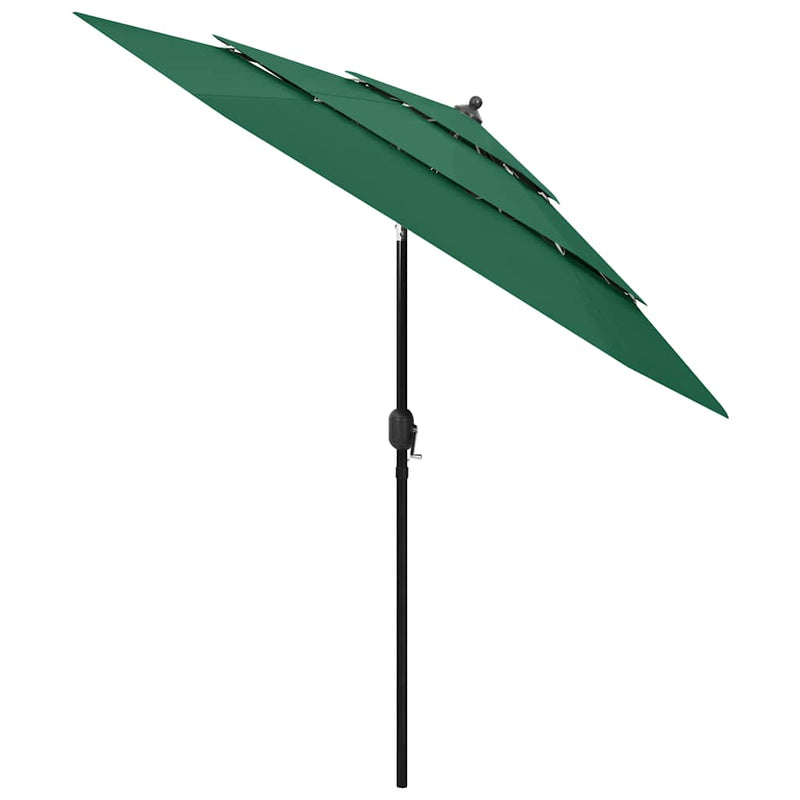 Afbeelding laden in galerijviewer, Vidaxl parasol 3-laags met aluminium paal 2,5 m groen
