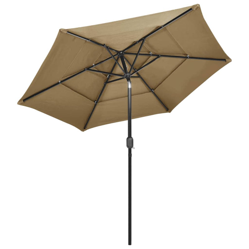 Load image into Gallery viewer, Vidaxl parasol 3-laags met aluminium paal 2,5 m taupe
