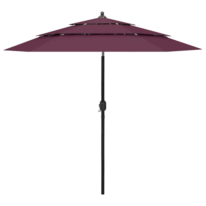 ギャラリービューアに画像をロードする, Vidaxl parasol 3-laags met aluminium paal 2,5 m bordeauxrood
