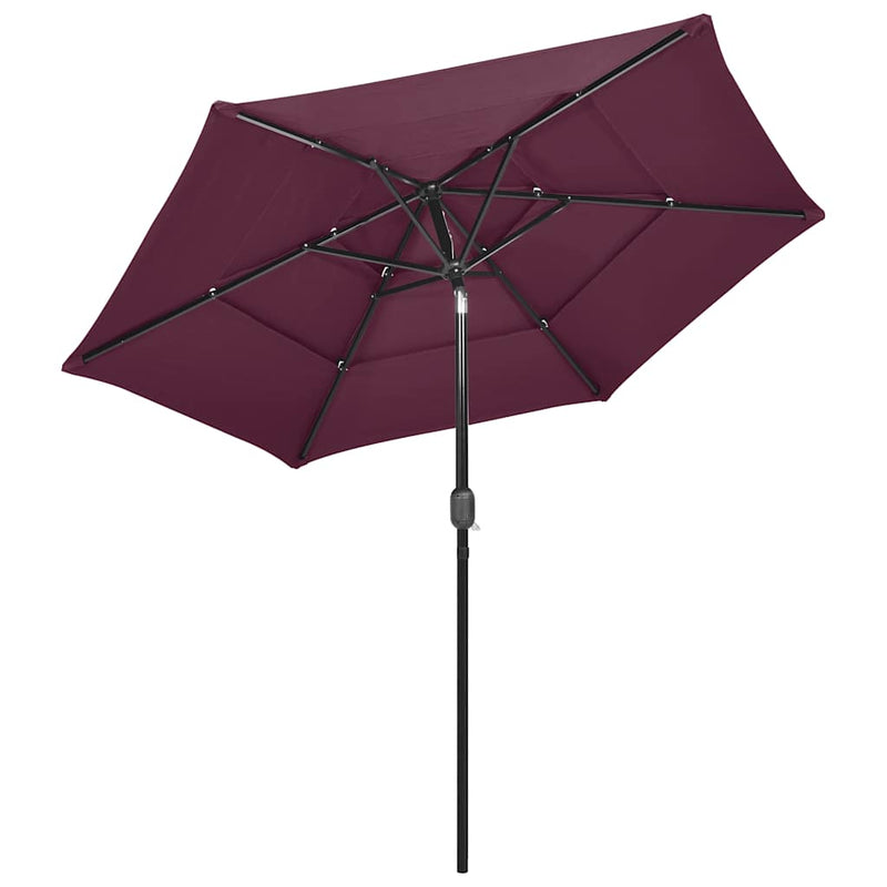 ギャラリービューアに画像をロードする, Vidaxl parasol 3-laags met aluminium paal 2,5 m bordeauxrood
