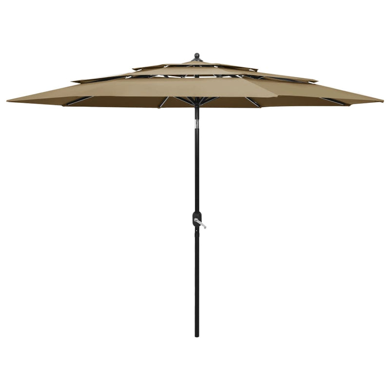 Load image into Gallery viewer, Vidaxl parasol 3-laags met aluminium paal 3 m taupe
