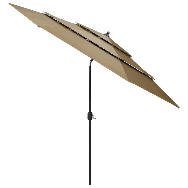 Load image into Gallery viewer, Vidaxl parasol 3-laags met aluminium paal 3 m taupe
