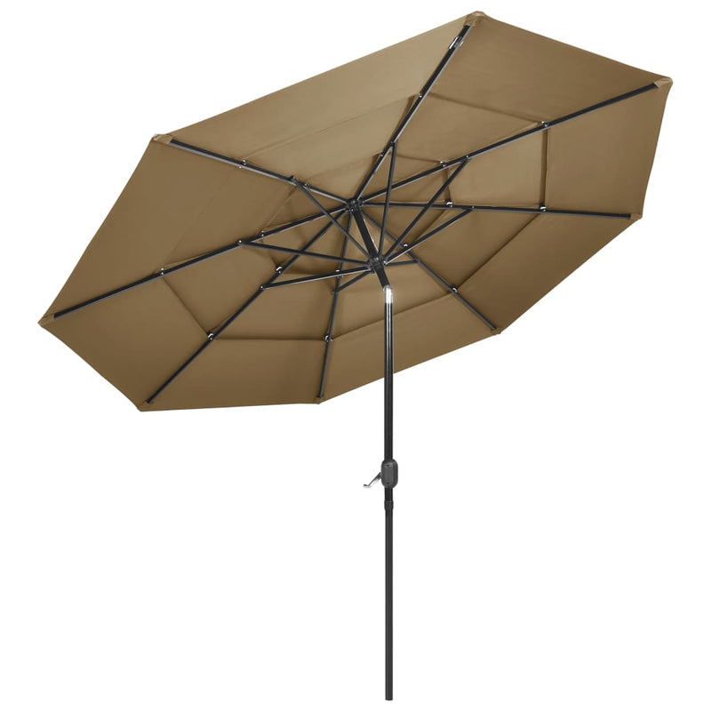 Load image into Gallery viewer, Vidaxl parasol 3-laags met aluminium paal 3 m taupe
