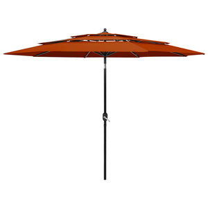VidaXL Parasol 3-laags met aluminium paal 3 m terracottakleurig