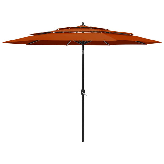 VidaXL Parasol 3-laags met aluminium paal 3 m terracottakleurig