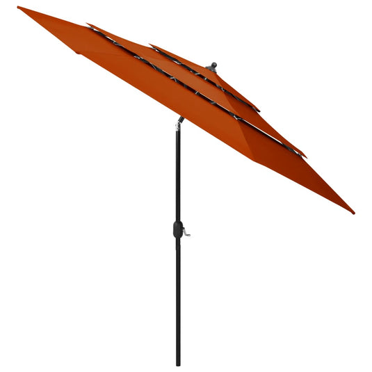VidaXL Parasol 3-laags met aluminium paal 3 m terracottakleurig