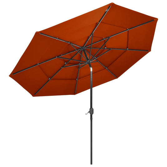 VidaXL Parasol 3-laags met aluminium paal 3 m terracottakleurig
