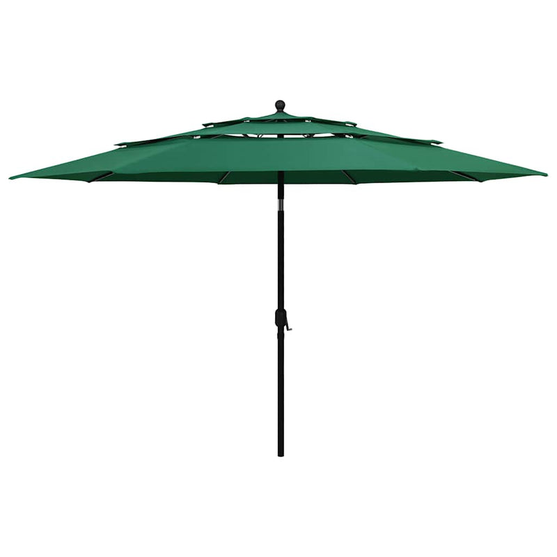 Load image into Gallery viewer, Vidaxl parasol 3-laags met aluminium paal 3,5 m groen
