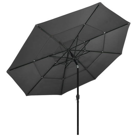 Vidaxl parasol 3-laags met aluminium paal 3,5 m antracietkleurig