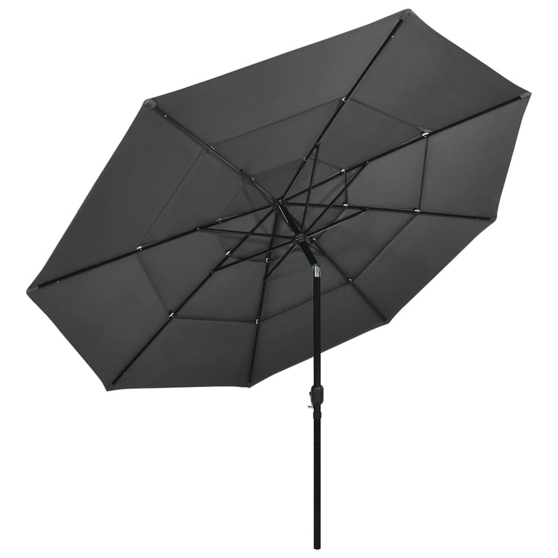 Laden Sie das Bild in Galerie -Viewer, Vidaxl parasol 3-laags met aluminium paal 3,5 m antracietkleurig
