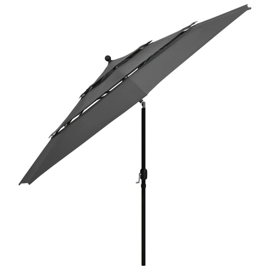 Vidaxl parasol 3-laags met aluminium paal 3,5 m antracietkleurig