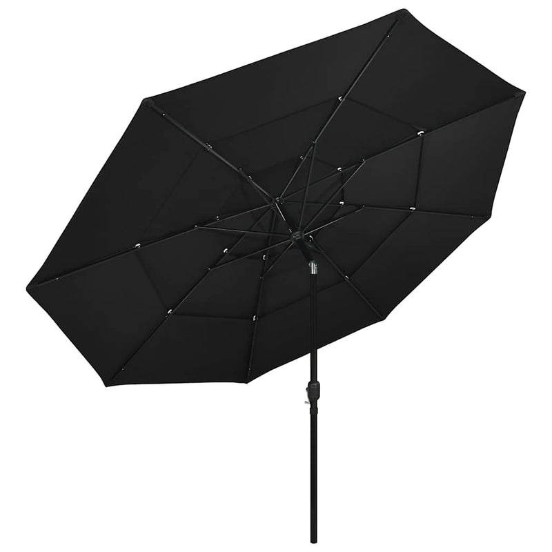 Cargue la imagen en el visor de la galería, Vidaxl parasol 3-laags met aluminium paal 3,5 m zwart
