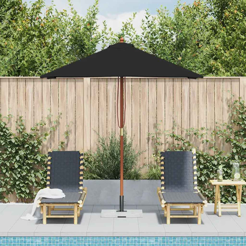 Load image into Gallery viewer, VidaXL Parasol met houten paal 150x200 cm zwart
