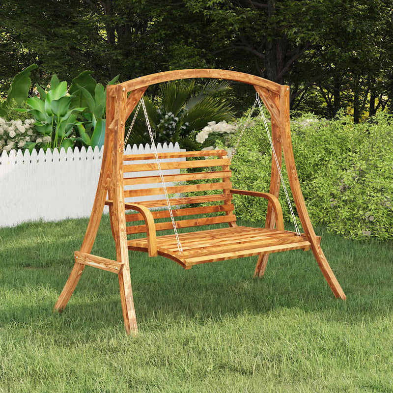 Load image into Gallery viewer, Vidaxl schommelframe massief gebogen hout met teakafwerking
